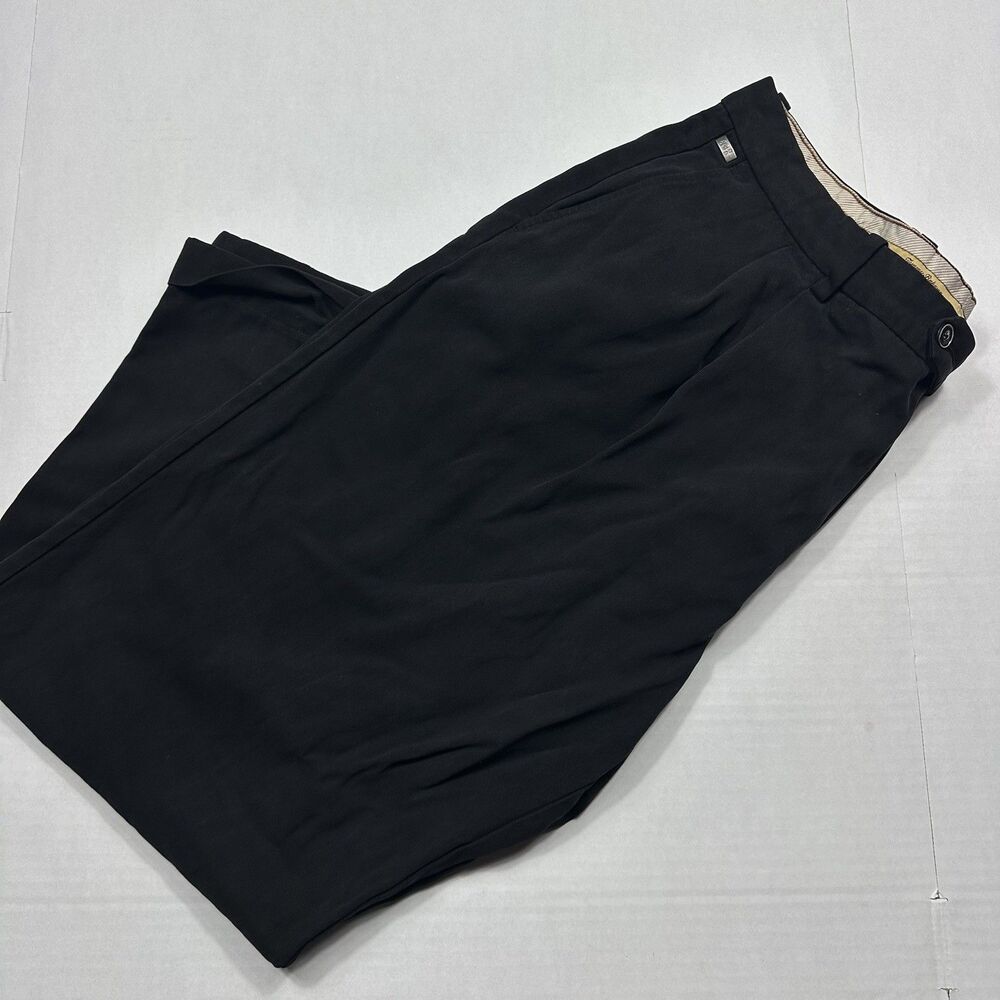 Tommy Bahama Pants Men Adult Black Chino Flat Front Cotton Tencel Trousers 40X27